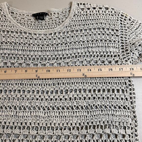 Theory Amena Arabis Tint Chunky Open Knit Crochet Pullover Sweater Womens Medium - Picture 10 of 13